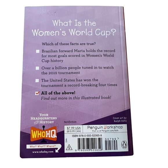 What Is The Womens World Cup? Hardcover Book By Gina Shaw Who HQ Paperback - Picture 2 of 16
